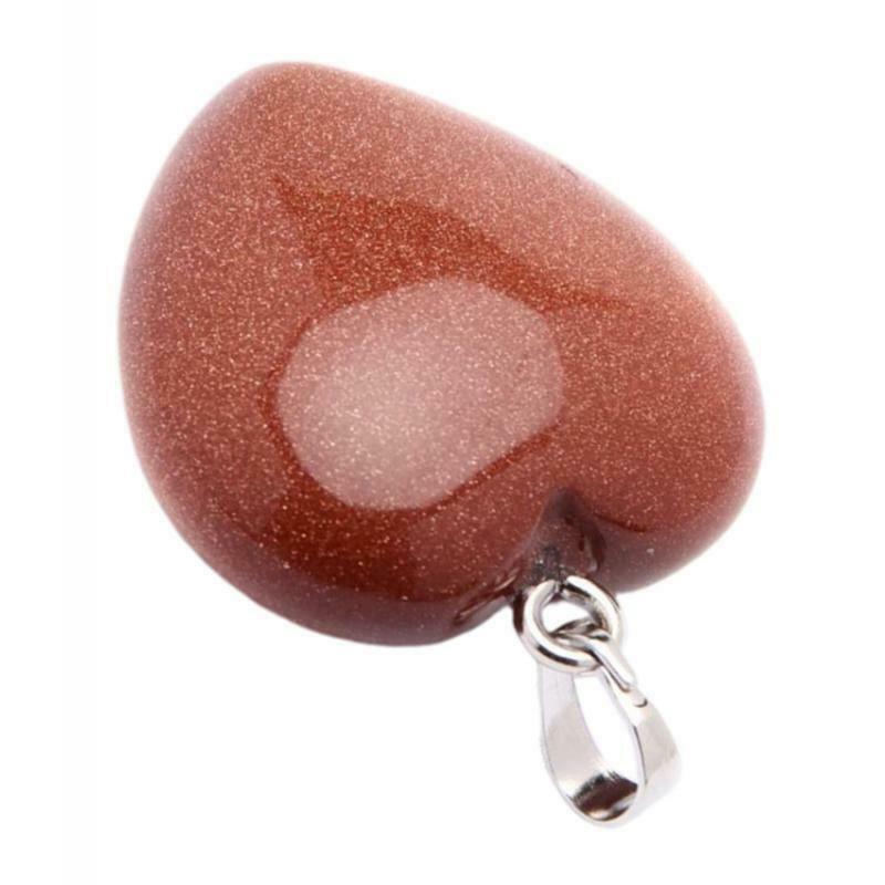 Natural Love Heart Stone Pendants Crystal Quartz Beads Charms DIY Crafts