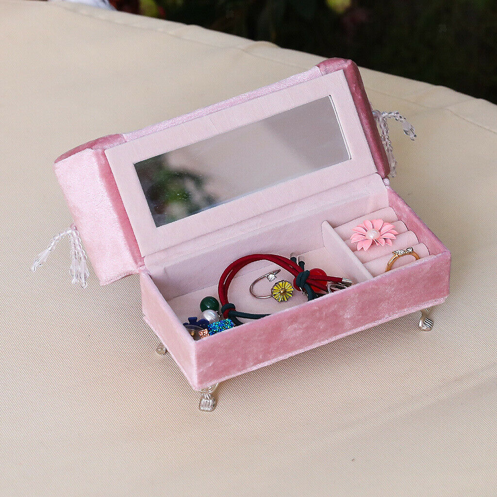 Pink Bowknot Sofa Jewelry Box Organizer Travel Case Jewellery Display Storage .