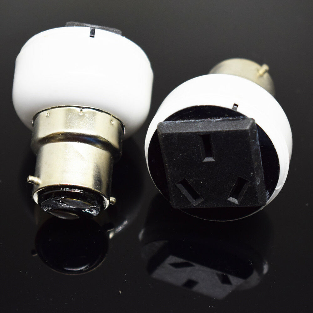 5pcs B22 Male to Int'l Standard 3 Prong Holes Female Socket Bulb Lamp Adapter