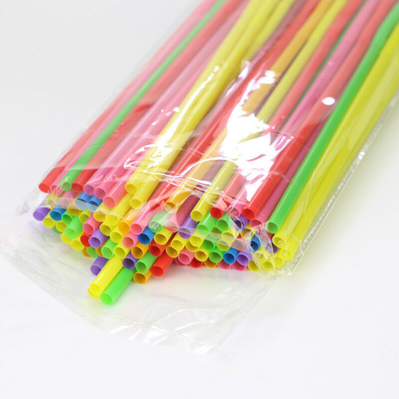 100PCS Straw Disposable Long Multi-Color Flexible Drinking Straws Bar Party