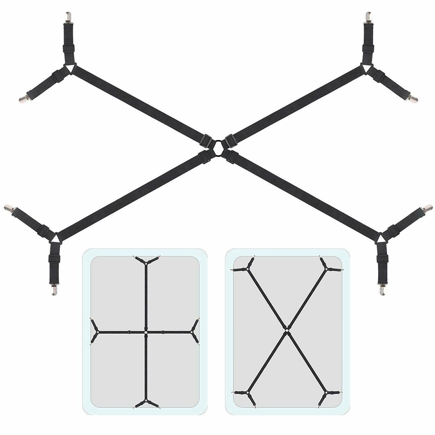 Adjustable Crisscross Bed/Fitted Sheet Placing Straps Gripper Holder Fastener