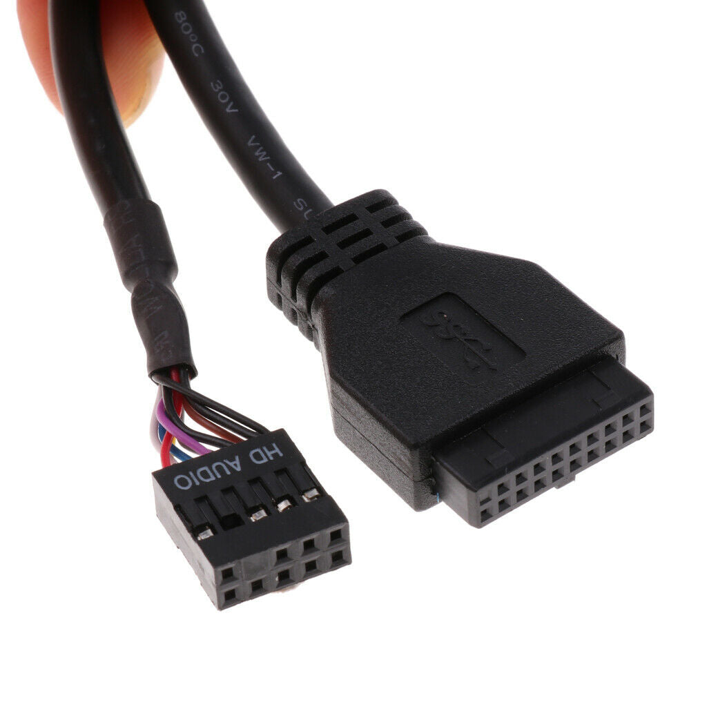 Pack Of 1 20-pin To USB 3.0 Audio Floppy Drive Audio Front Panel Black