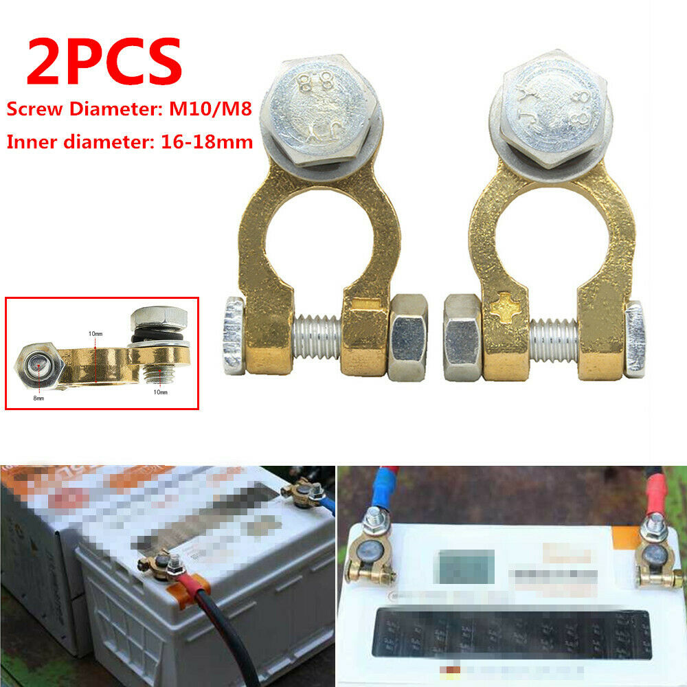 2PCS M10/M8 Car SUV Battery Pure Copper Battery Chuck Terminal Cable Head Brass