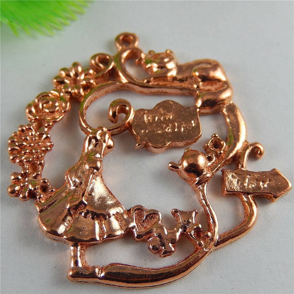 51034 Red Copper Alloy Alice in Wonderland Charms Pendants Crafts Findings 4pcs