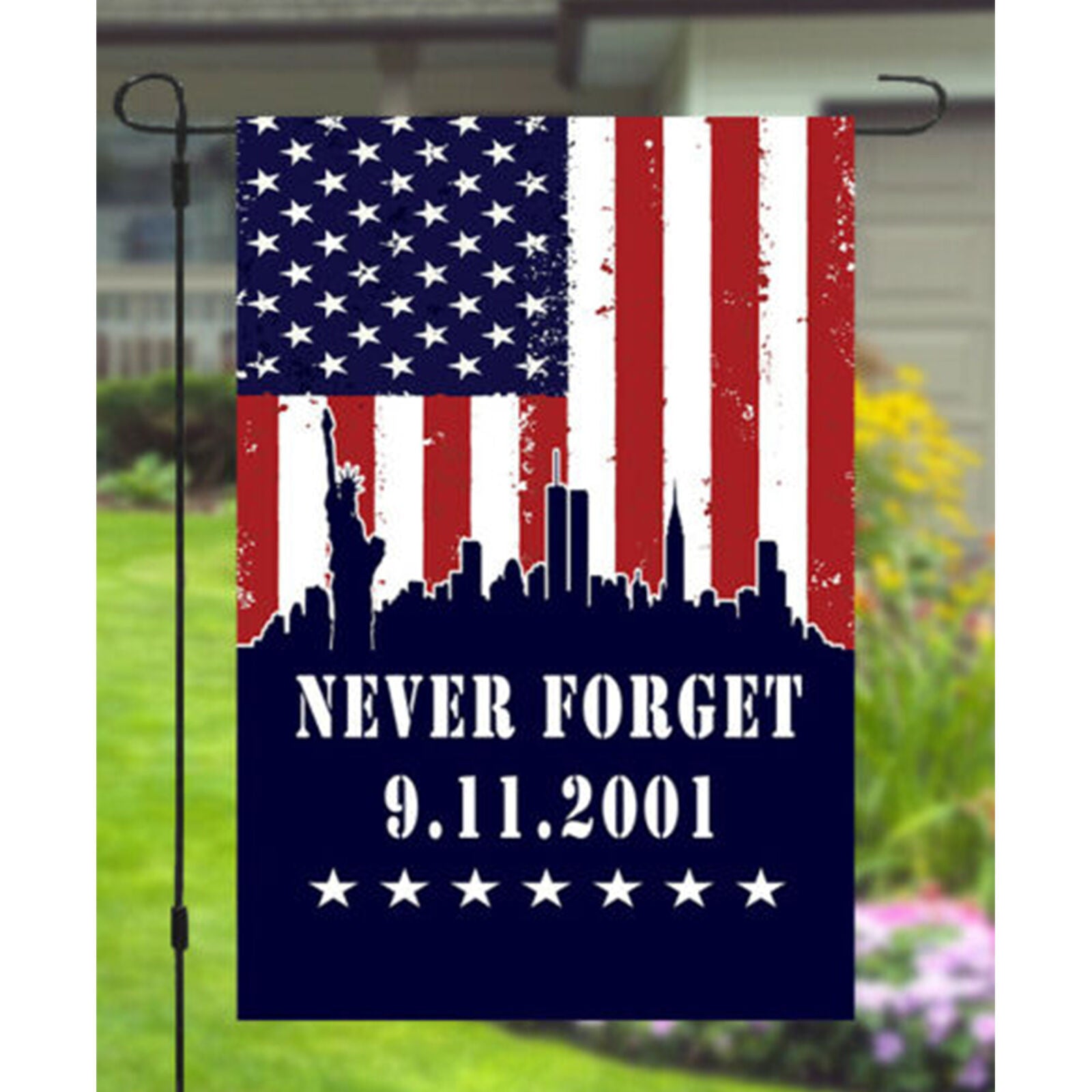 9 11 Patriots Day Never Forget Garden Banner Flag 11x14-12x18 Patriotic Decor