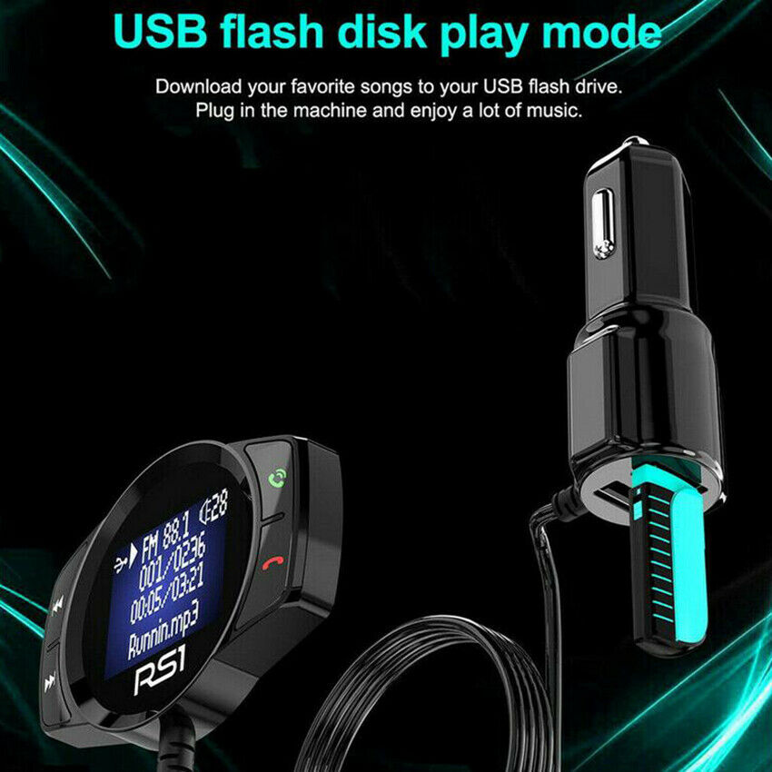 Bluetooth Car Transmitter MP3 Player Radio TF Card Dual USB Charger Handsfree