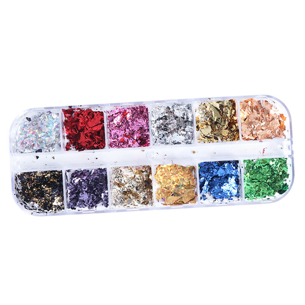 24 Color Nail Sparkle Iridescent Foil Flakes Fragments Nails Art Supplies Decals