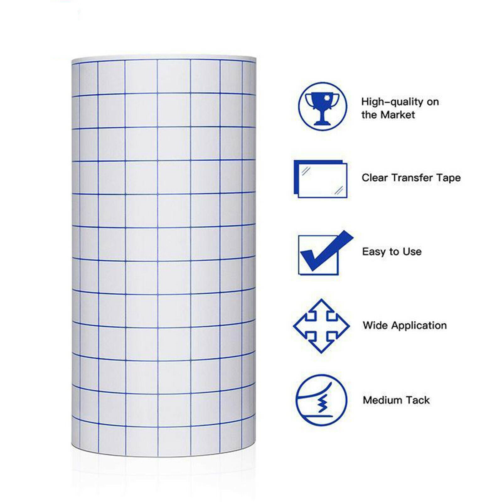 12''x3.28 Feet Roll Clear Transfer Tape W/ Grid for Adhesive Vinyl Transfer Tape
