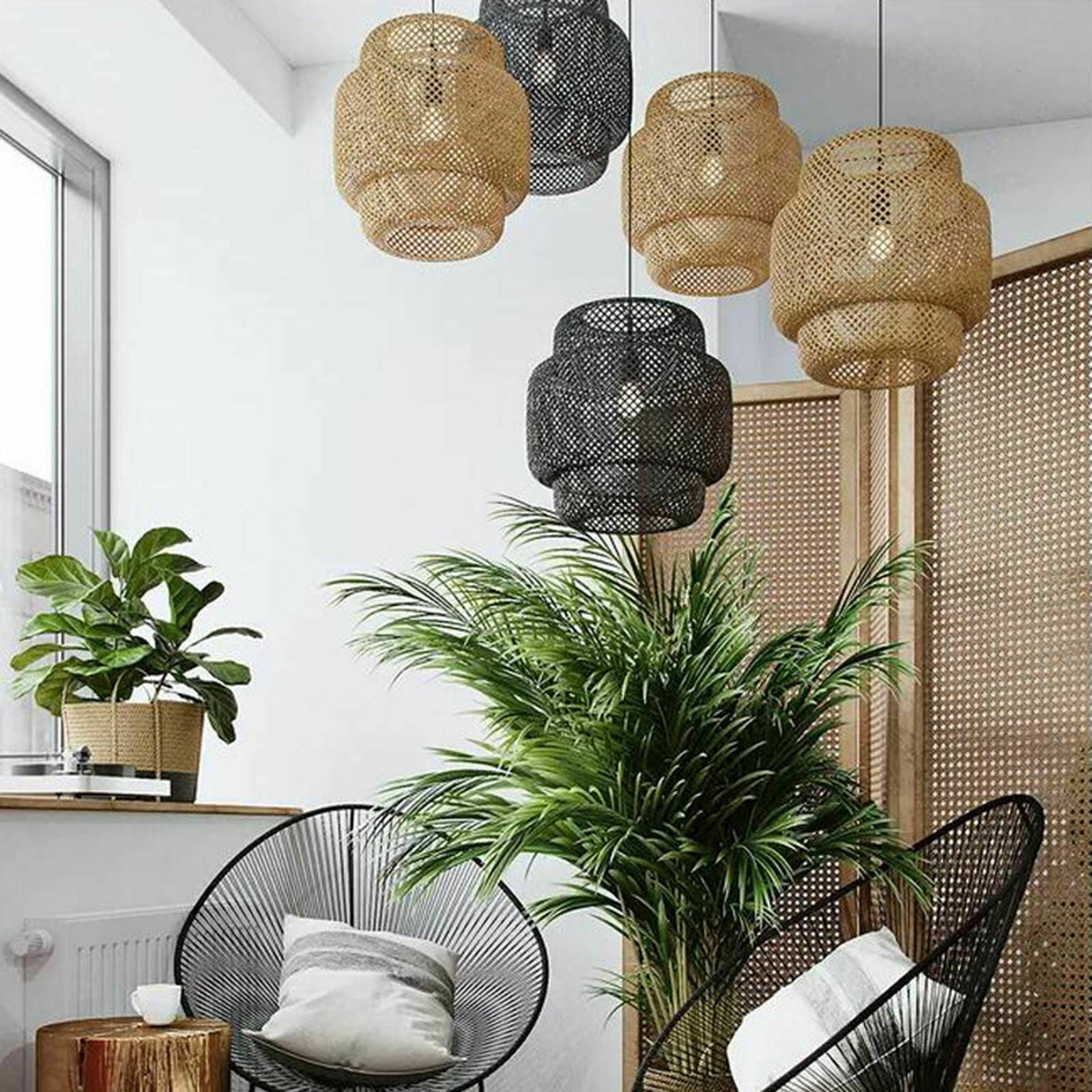Handmade Pendant Lighting Rattan Light, Weaving Natural Bamboo Ceiling Novelty
