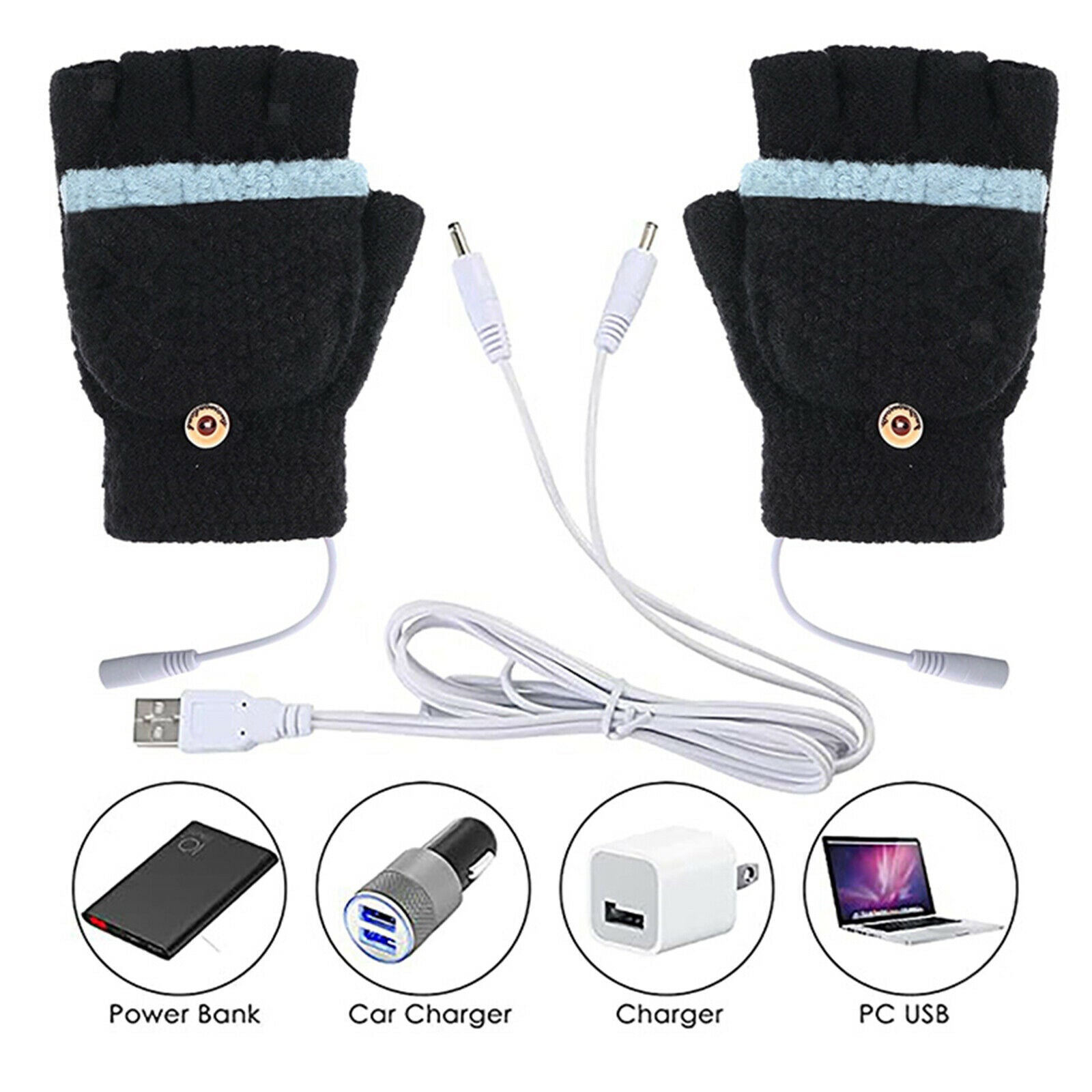 Winter Hand Warmers Rechargeable Gloves Heater USB Charger Winter Thermal