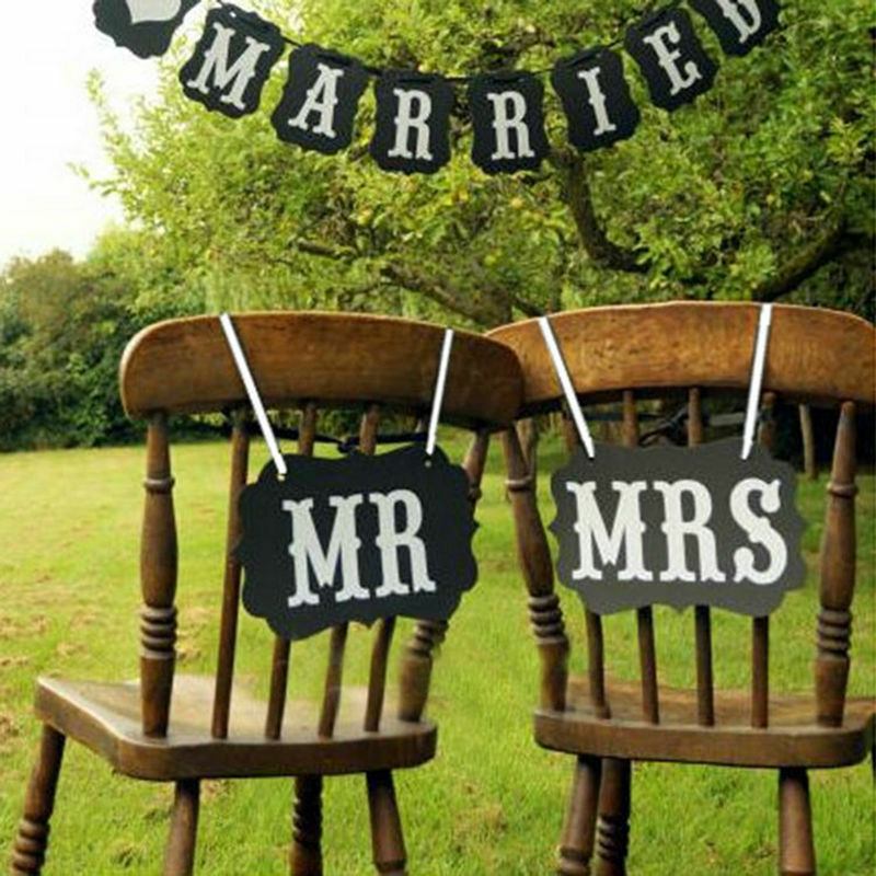 2pcs Mr and Mrs Photo Booth Props,  Chair Signs Wedding Reception Deco.l8