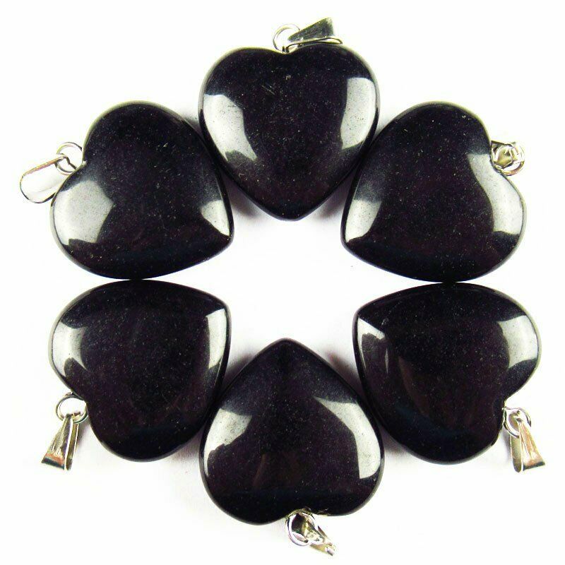 10pcs 20x20x6mm Natural Black Agate Heart 38g Pendant Bead A-12SK
