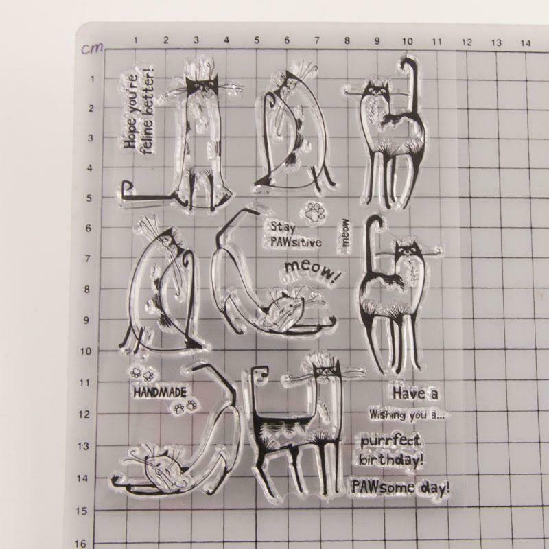 Cute Cat Silicone Clear Stamp Seal DIY Scrapbook Embossing Album Decor Craft Art
