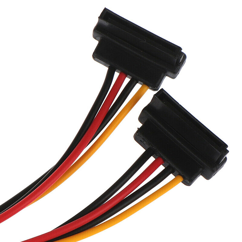 90 degree SATA 15-Pin Male to 2 x 15P Female Y Splitter Adapter Power Cab.l8