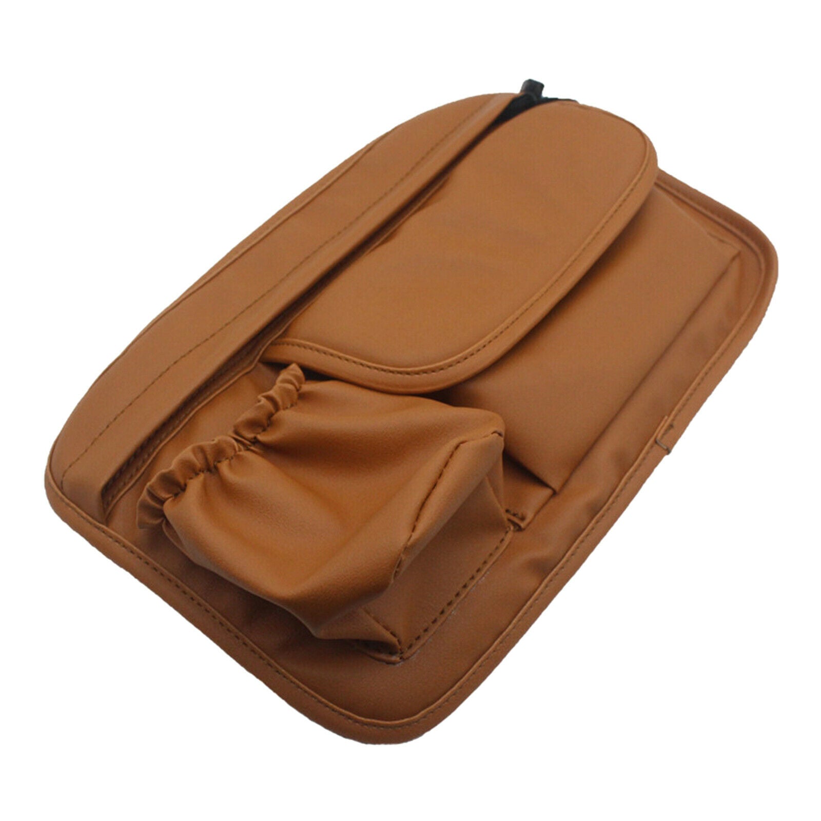 Brown Motorcycle PU Leather Saddle Bag Tool Bags Organizer Easy Install