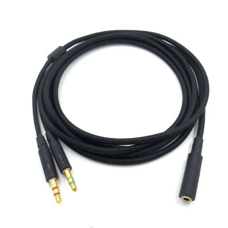 3.5mm Universal 2 in 1 Gaming Headset Audio- Extend Cable for HyperX Cloud  U7T7
