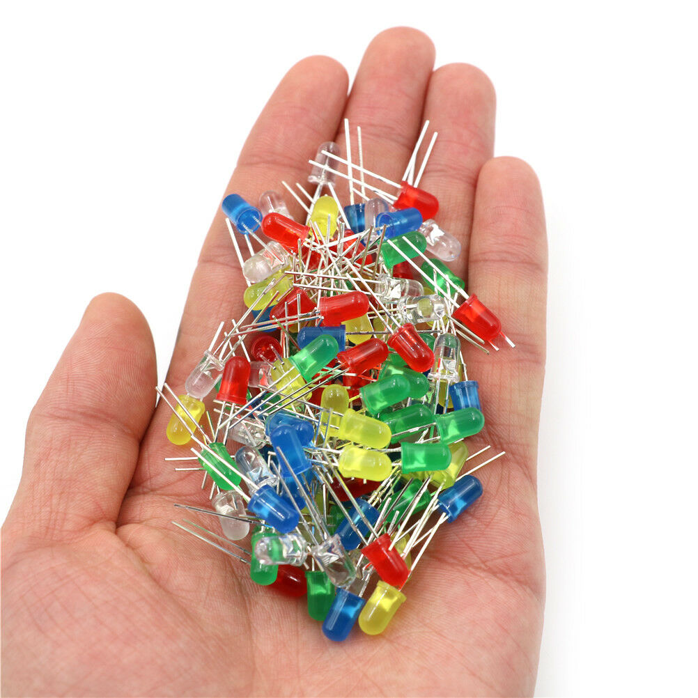 100X/Set 5mm LED Lights Emittings Diodes DC2.5V-3V Red Green White Blue Y.l8