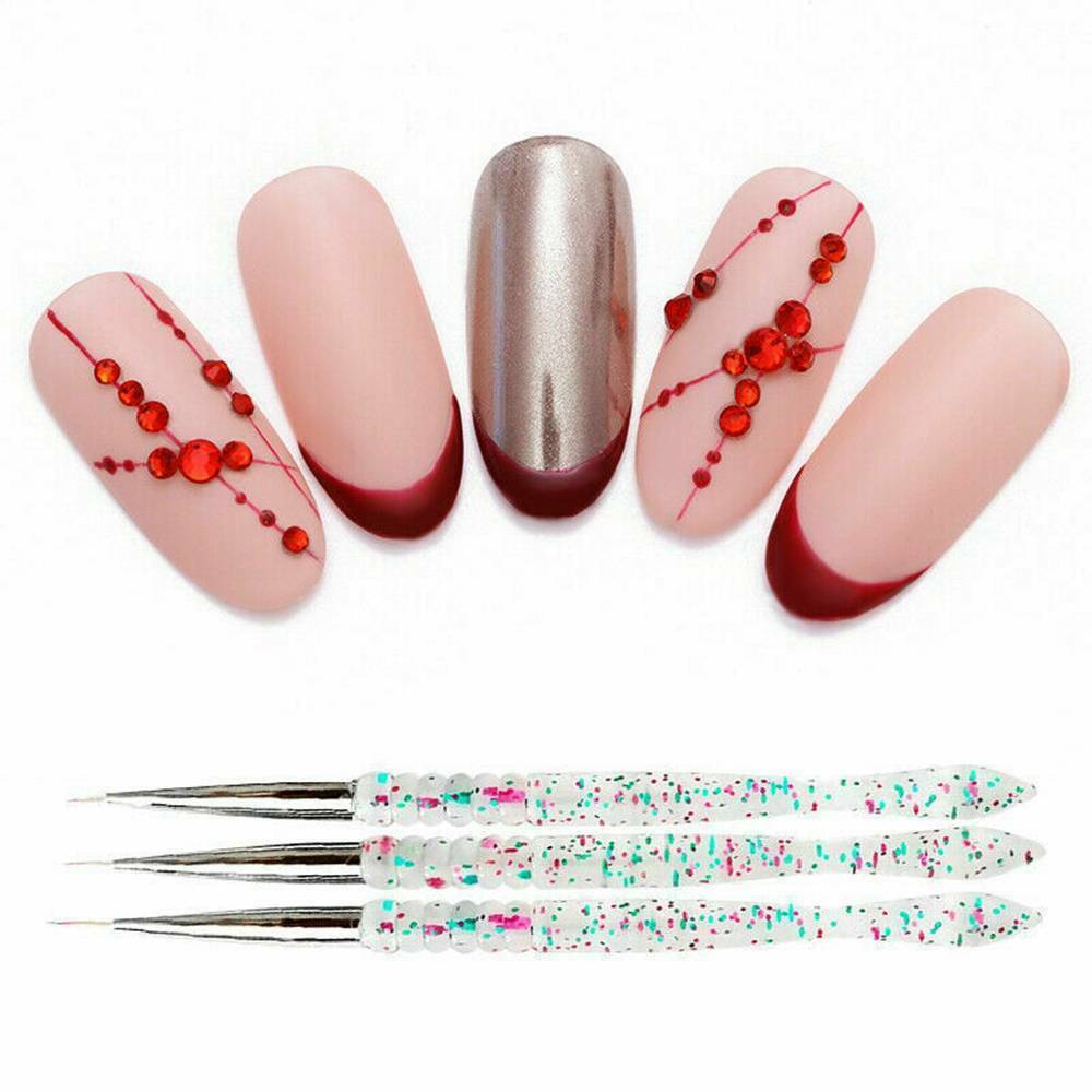 3Pcs/set Nail Art Gel Design Pen Painting Polish Brush Dotting Drawing Tools Kit