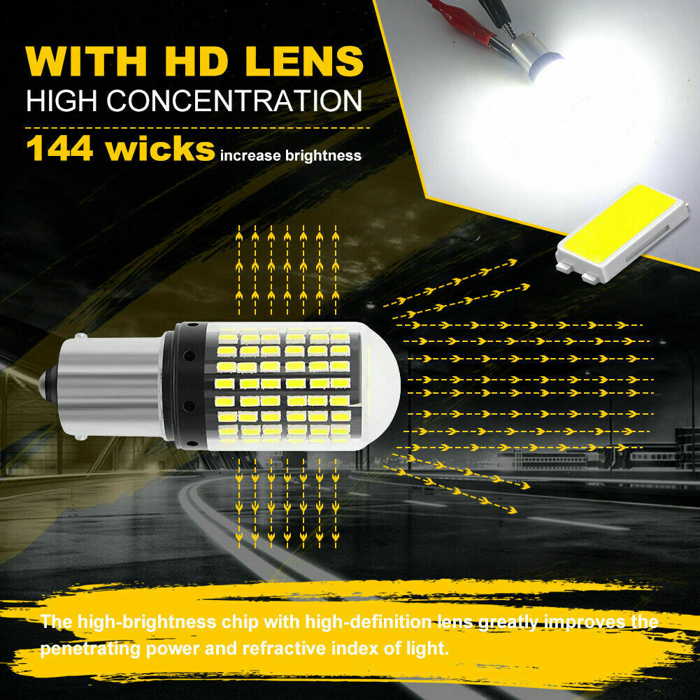 2X 1156 BA15S LED 144SMD Canbus White 20W Car Brake Reverse Lamp Tail Light Bulb