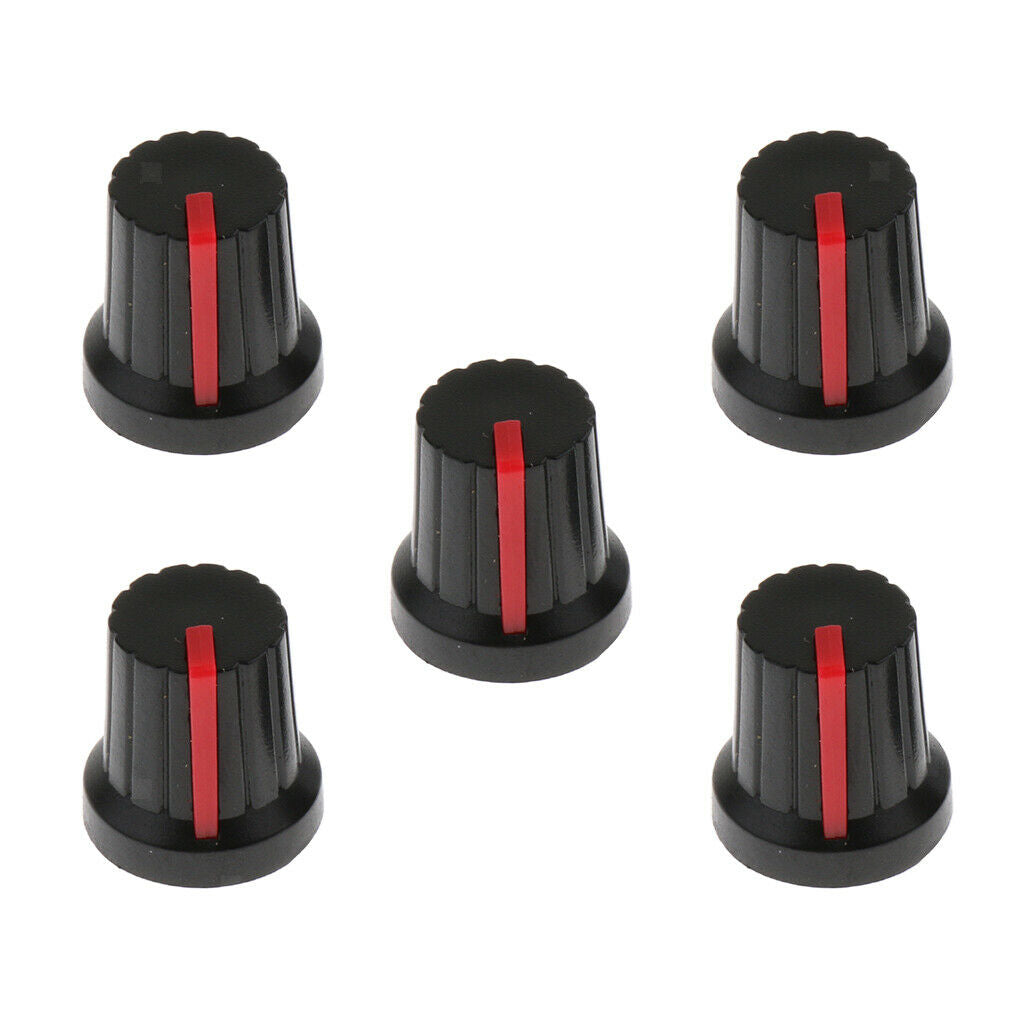 5pcs Plastic Guitar Effect Pedal Knob Amp Amplifier Control Knobs Black+Red