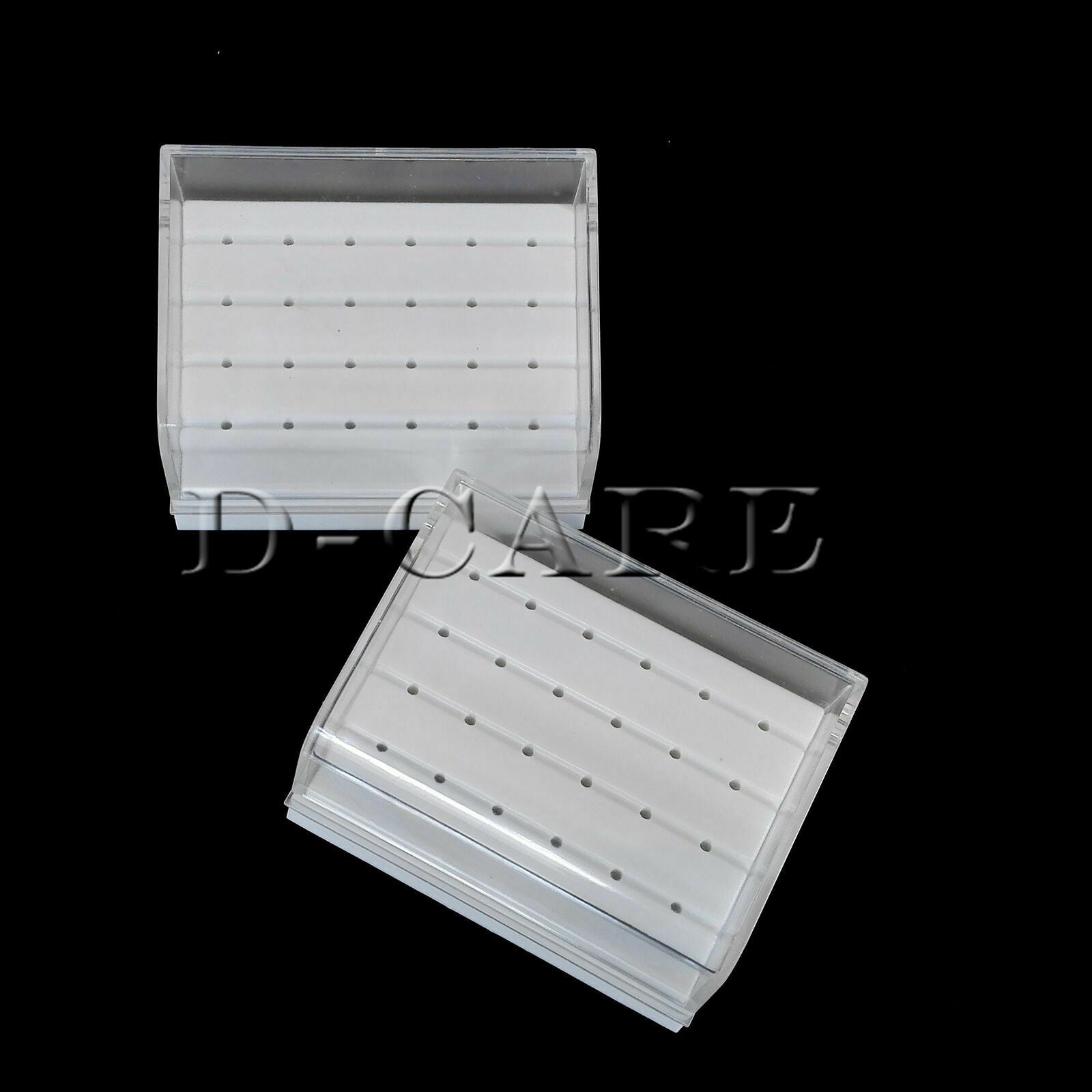 24Hole White Dental Burs Drill Holder Stand Block Disinfection Case Plastic 5pcs