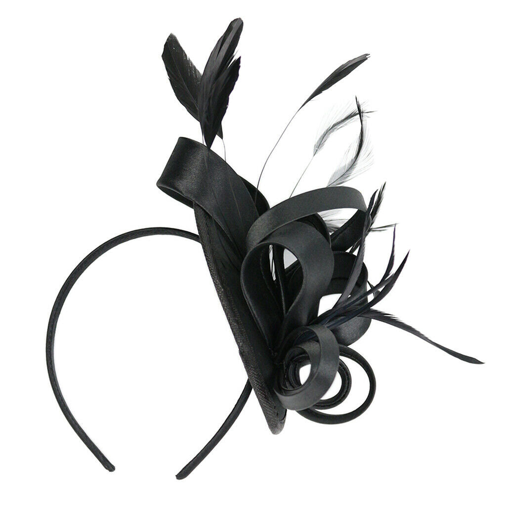 Lady Flower Fascinator Hat Women 1920s Wedding Bridal Headband Black