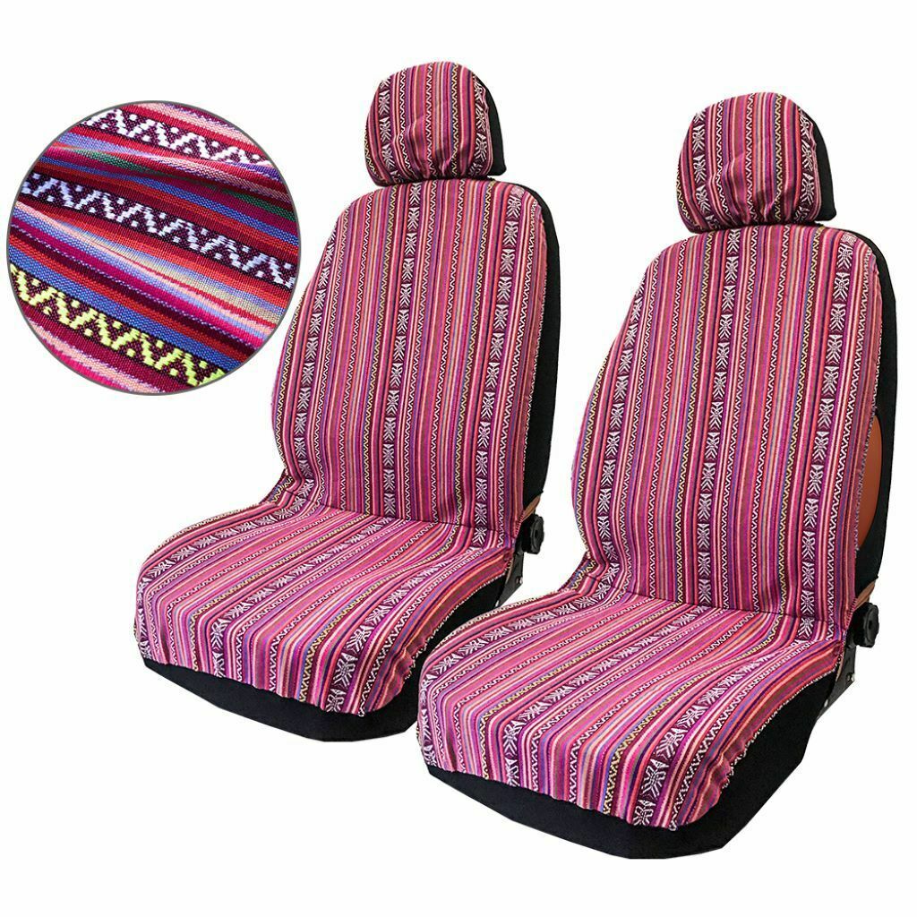 Set of 4 Colorful Front Seat Covers Protectors Headrest Pink for Girls