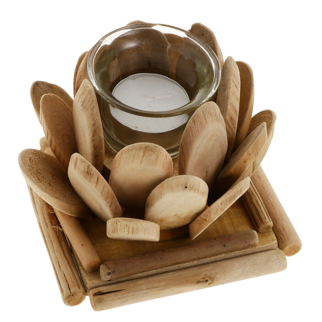 Lotus Candle Holder, Wooden Tealight Holders Handmade Ornaments Votive Holder