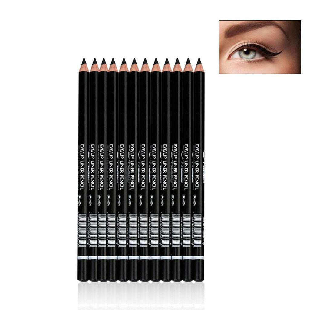 12Pcs Waterproof Eye Shadow Eyeliner Pencil Pen+Volume Curling Black Mascara