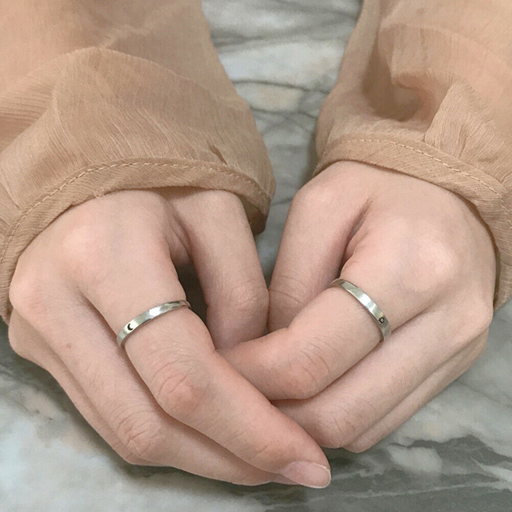 Sun and Moon Couple Rings Copper Polish Adjustable Lovers Ring  Girl Boy friend