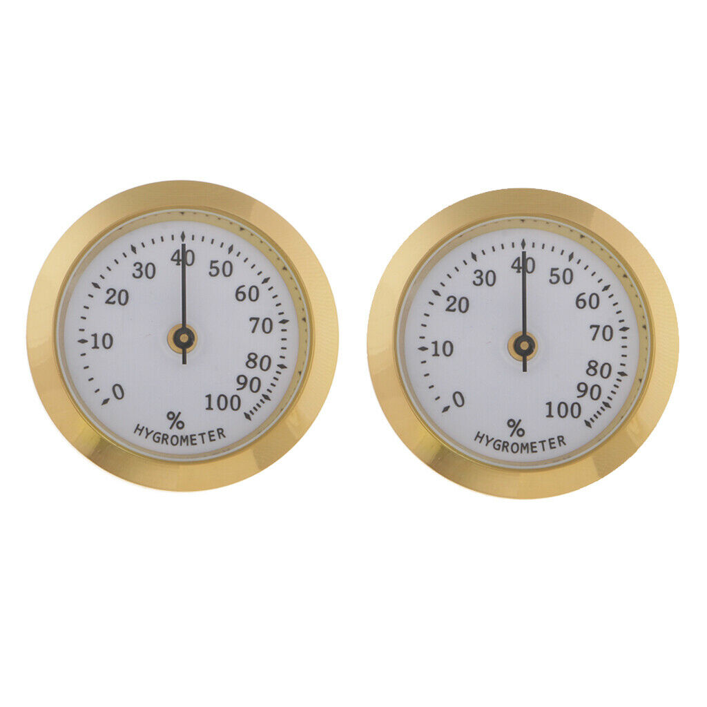 Set of 2 36mm Metal Cigar Hygrometer Cigar Humidor Humidifier Box Mechanical