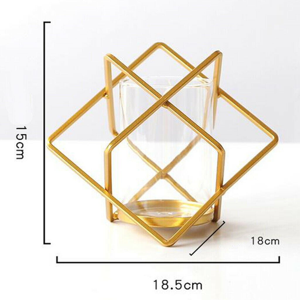 Metal Wire Golden Candle Cup Holder for Living Room Decor Photo Prop Sqare