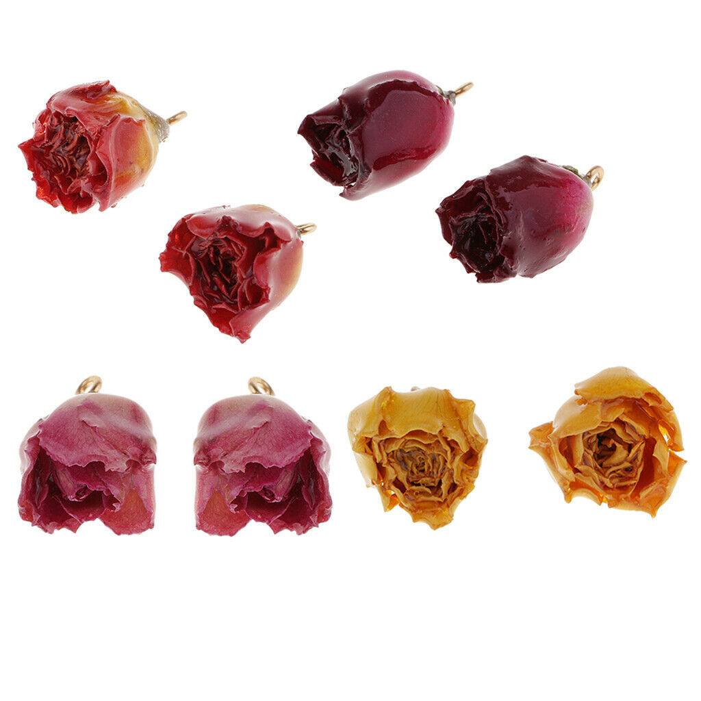 8Pcs   Real   Dried   Rose   Charms   Flower   Pendants   for   DIY   Jewelry