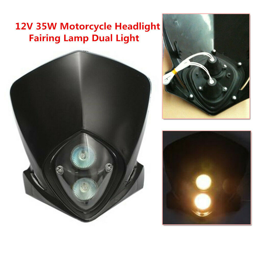 12V Motorcycle Dirt Bike Headlight Fairing Lamp Dual Light Driving Lamp  Amber
