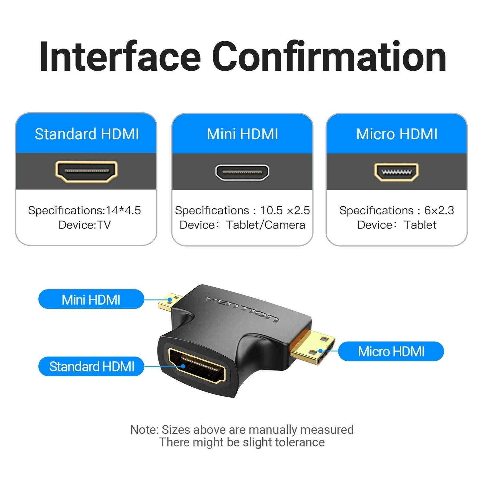 Mini HDMI Male + Micro HDMI Male to HDMI Adapter for Camera DSLR Video Card