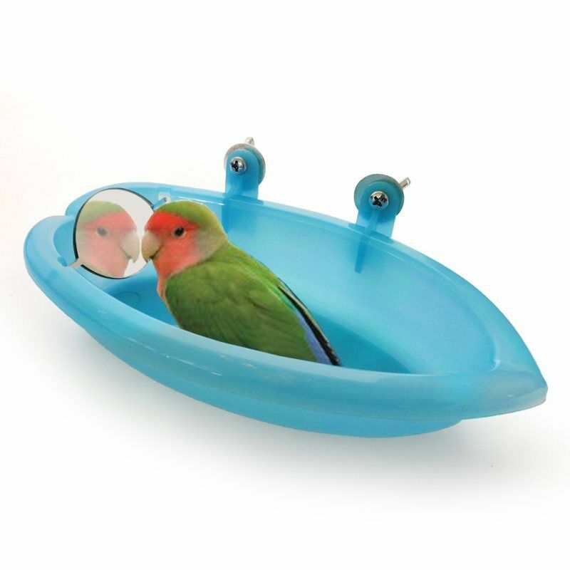 Parrot Bathtub With Mirror Pet Cage Accessories Bird Bath Shower Boxu Rf