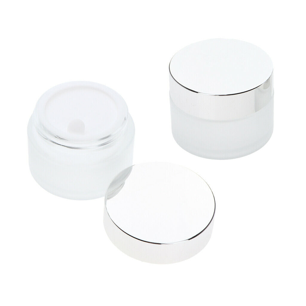 2 Pieces Empty Make Up Jar Sample Can Frosted Translucent Glass Container - 30g