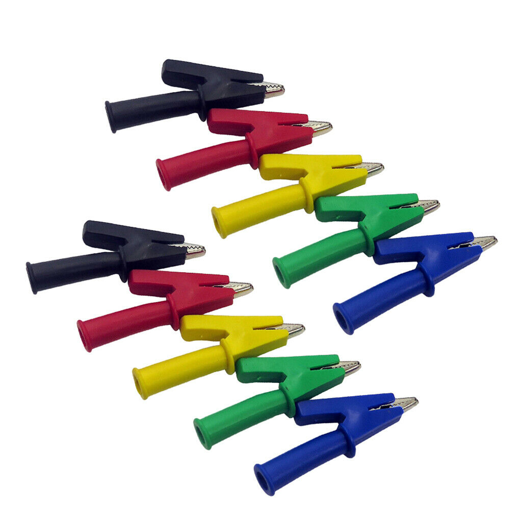 10pcs Alligator Clip Electrical Battery Clamp Test Probe for 4mm Banana Plug