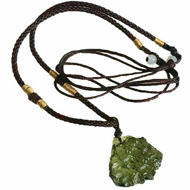 Natural Green GEM MOLDAVITE Meteorite Glass Czech Pendant Necklace Gift