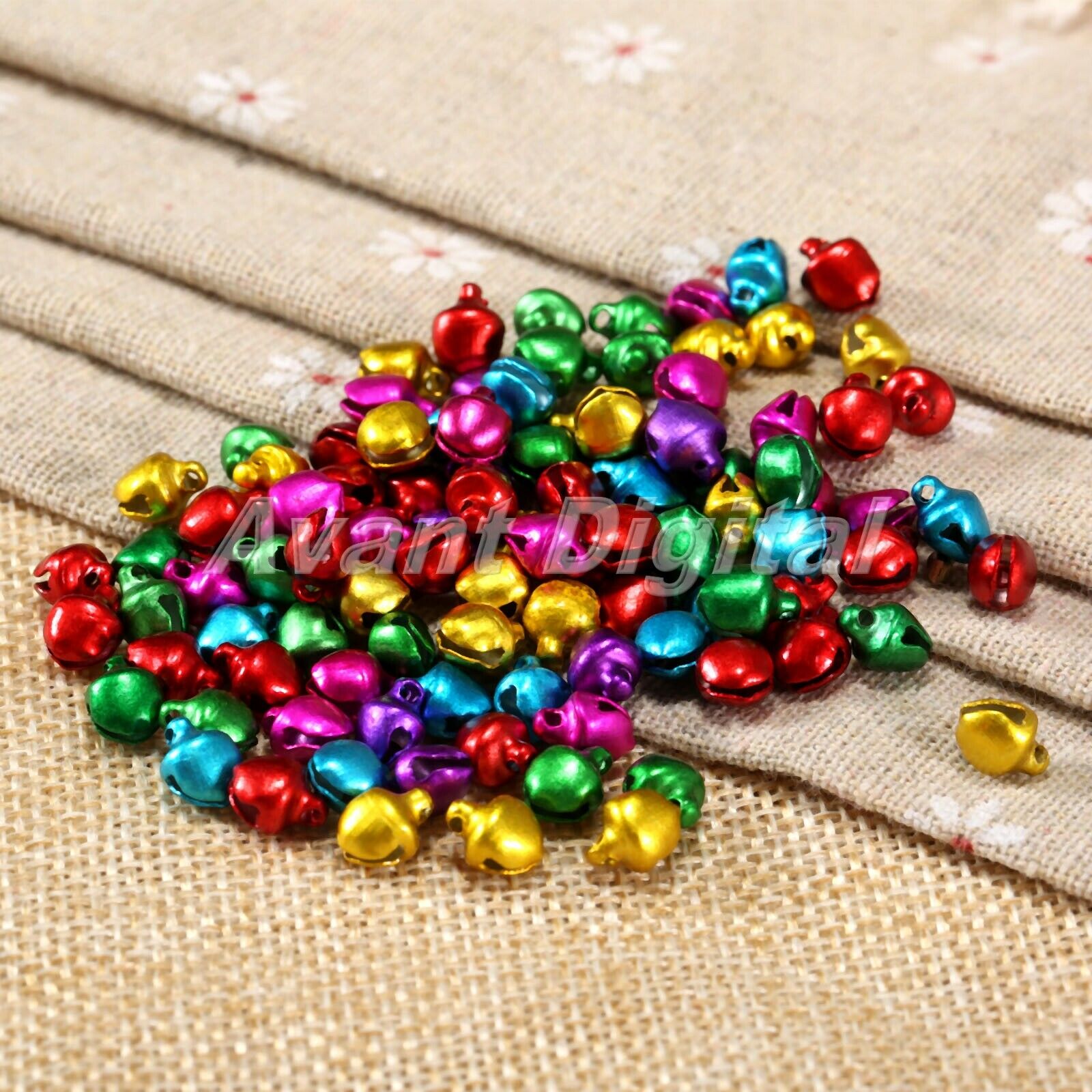 100x Jingle Bells Charms Mixed Color Aluminum Beads for Bracelets Belts Making