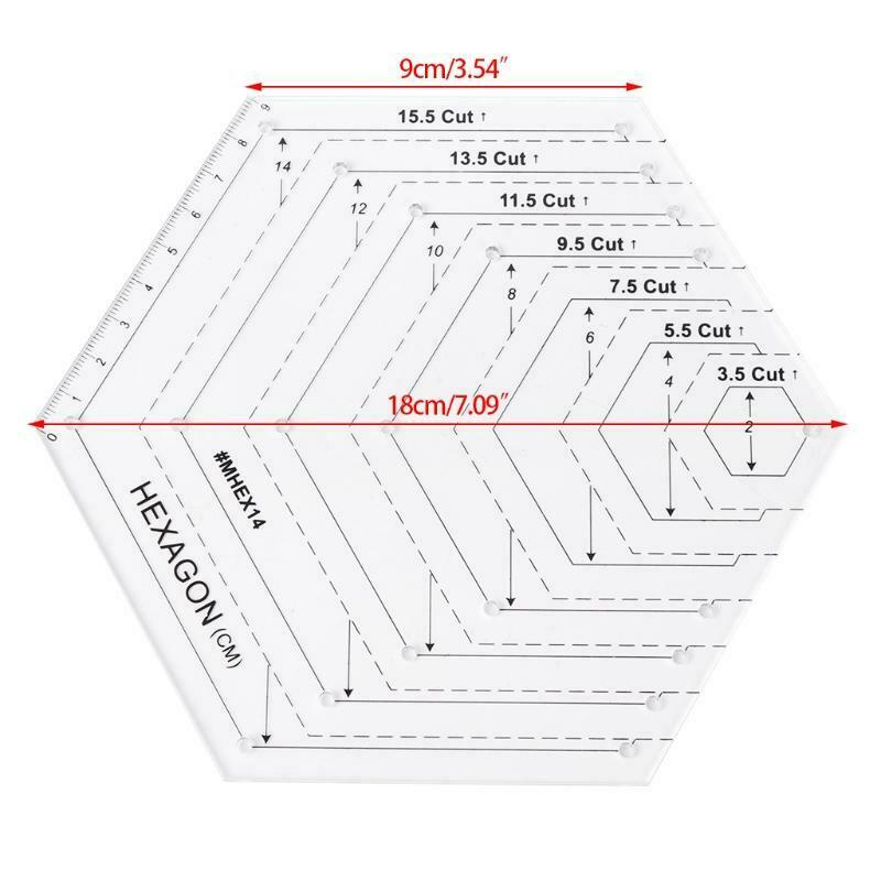 Hexagon Quilting Ruler Patchwork Plastic Template DIY Sewing Tools Useful