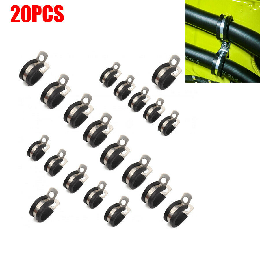 20Pcs Cable Clamp 1.75 Inch Stainless Steel Heavy Duty Clamp Rubber Insulated