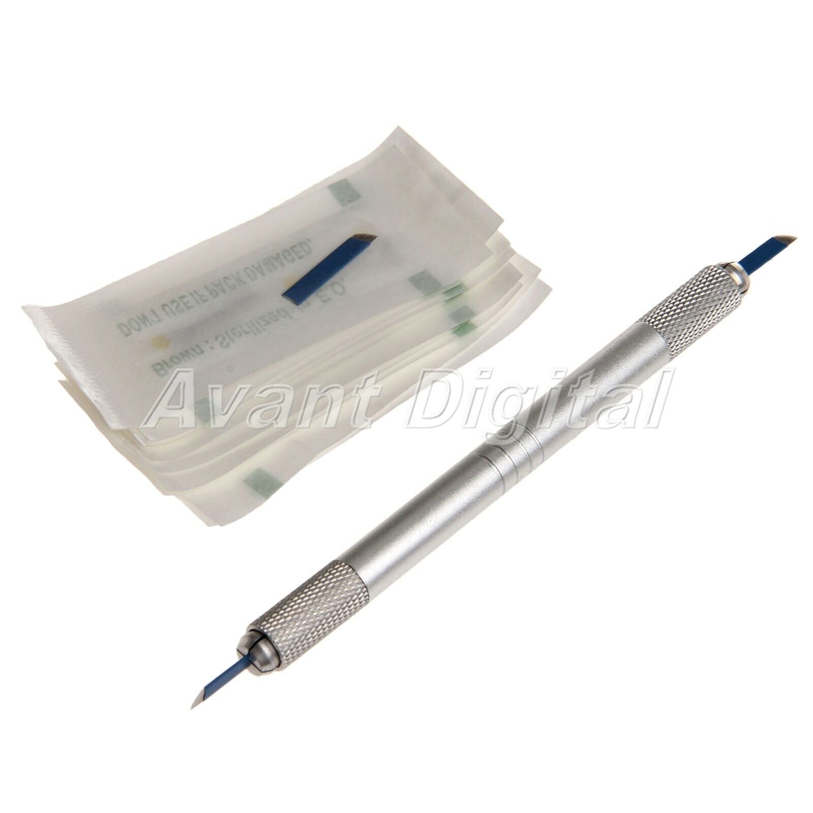 Professional permanent makeup Manual Tattoo Pen + 14pin blade Needle 10 Pcs