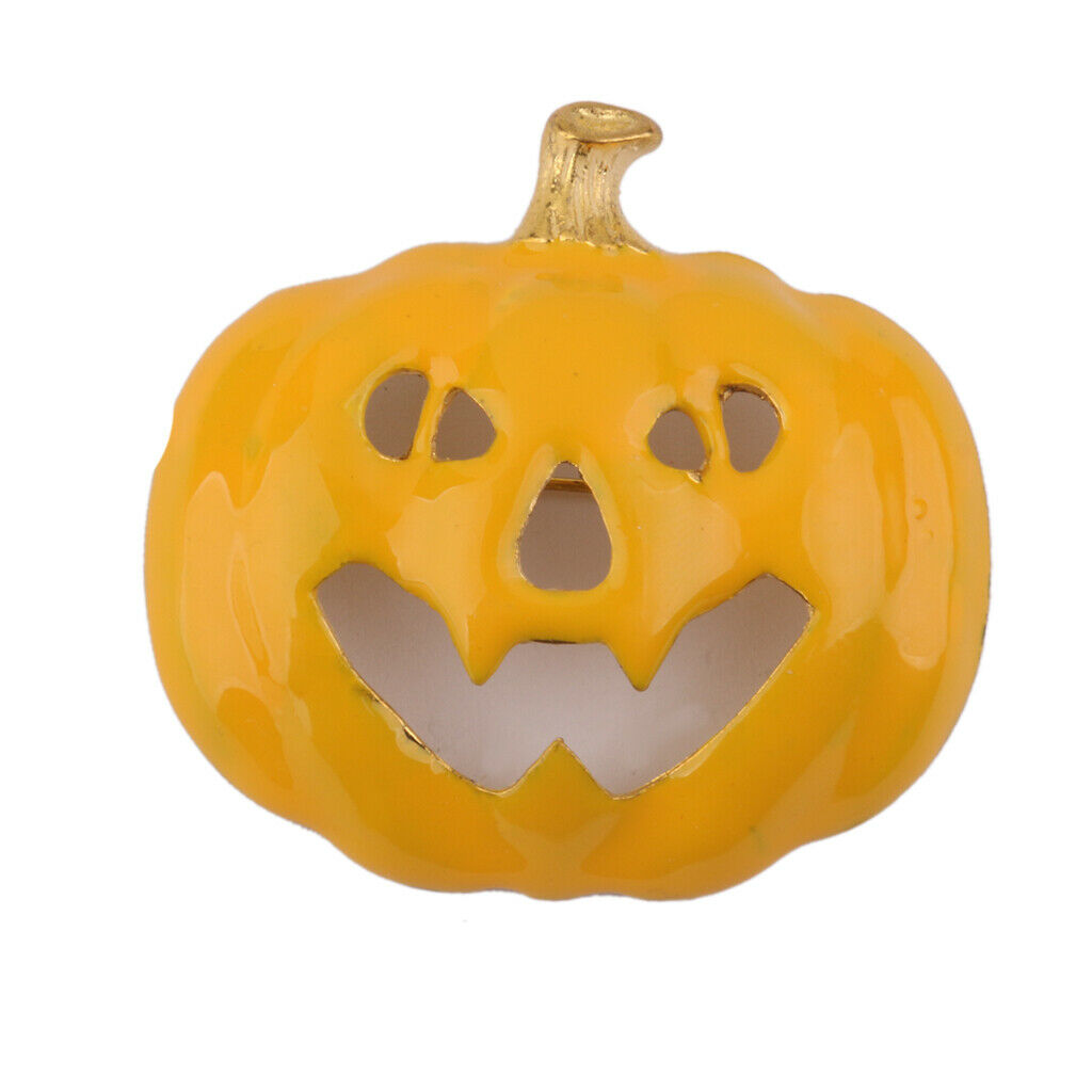 Angry Face Pumpkin Brooch Pin Decor for Halloween Party Favor Gift Yellow