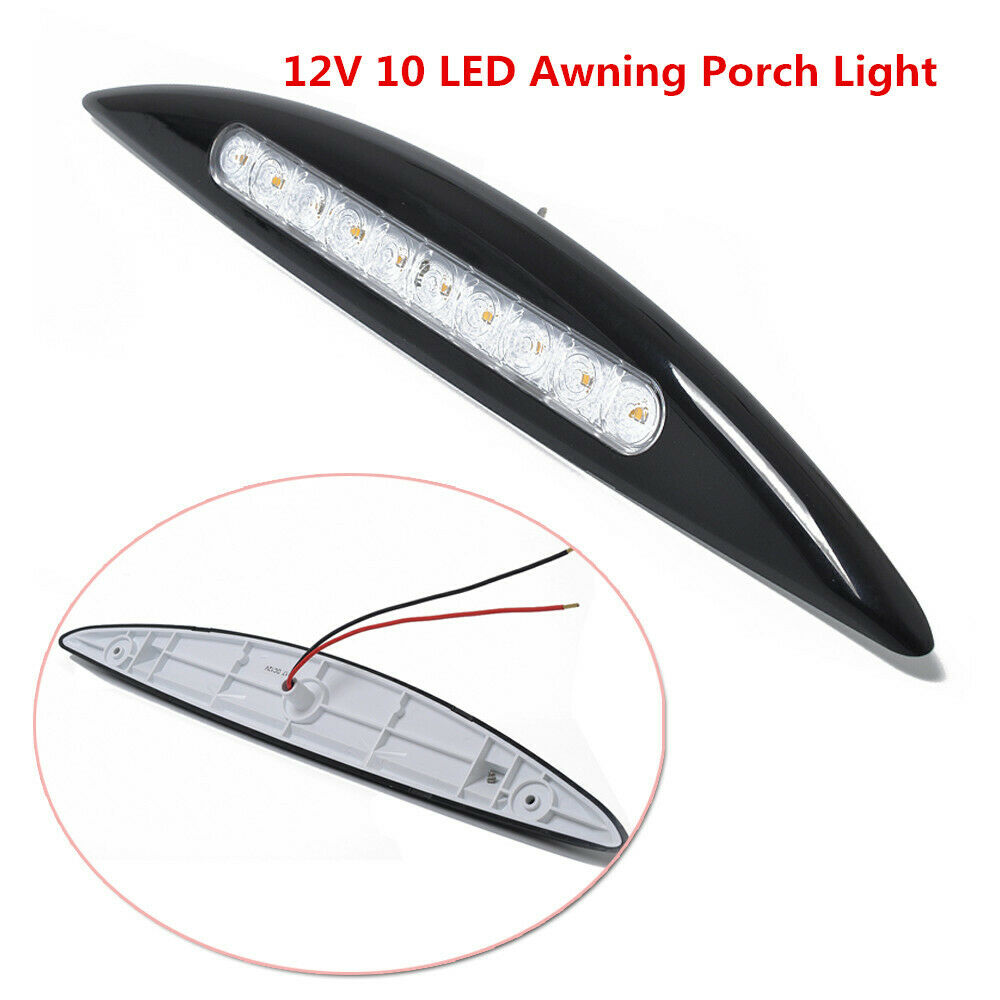 12V 10LED Awning Porch White Light Waterproof Outside RV Trailer Boat Wall Lamp