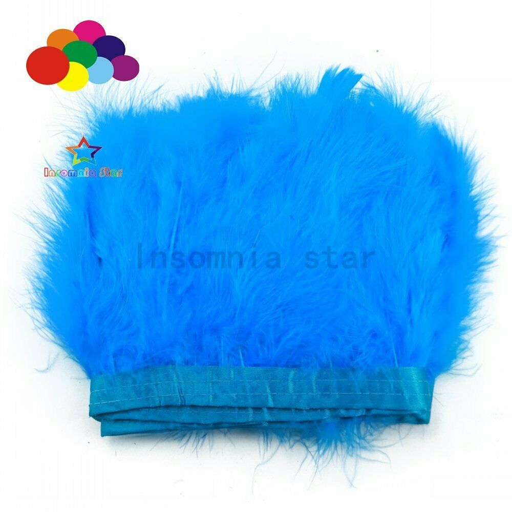 Blue Lake Pack of 2 Meter Natural Dyed Feathers Trim Fringe 6-7 inch for DIY Dre