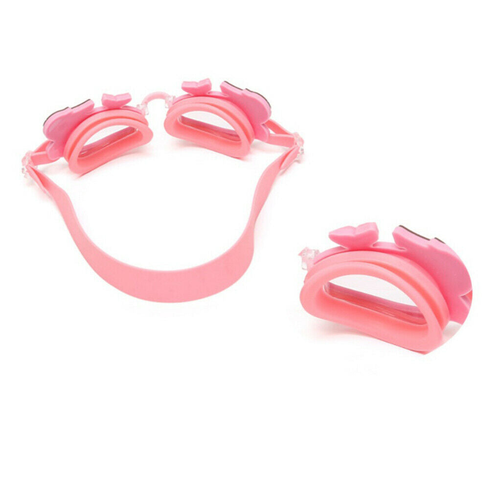 Kids Swimming Goggles Anti-Fog Adjustable Silicone Eyewear Pink Swan