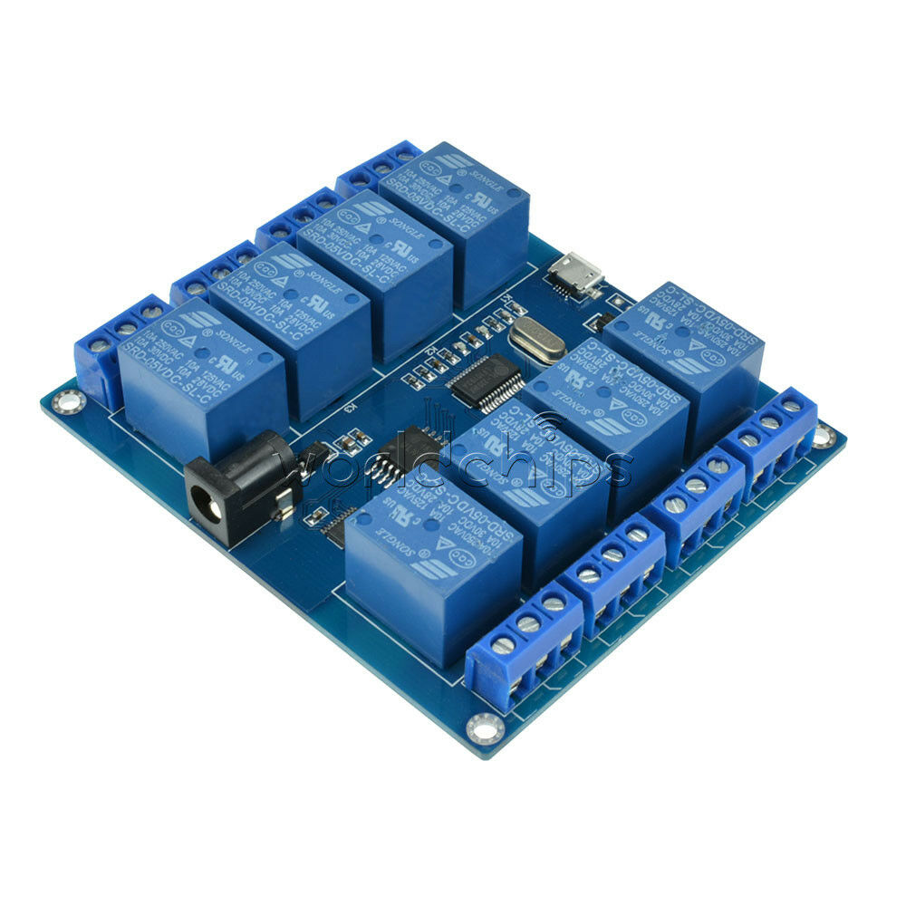 Micro USB 8-channel Relay Module 5V 10A Driver-free PC USB Control ICSE014A