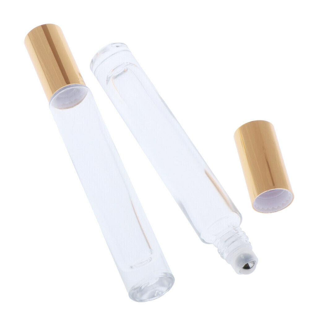 2X 10ml Empty Glass Perfume Essential Oil Roller Ball Bottles Cases Holder