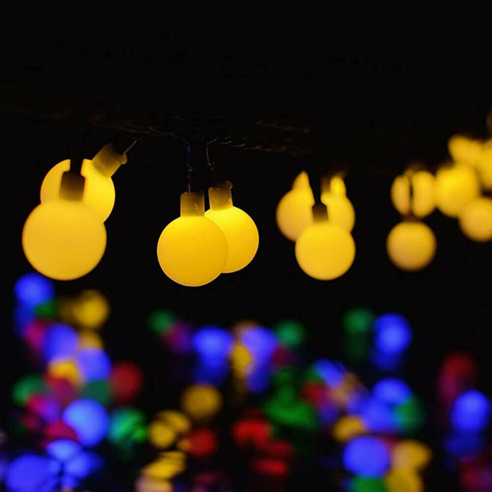 LED Solar String Lights Waterproof Crystal Balls Fairy Lamps Garden Decor @